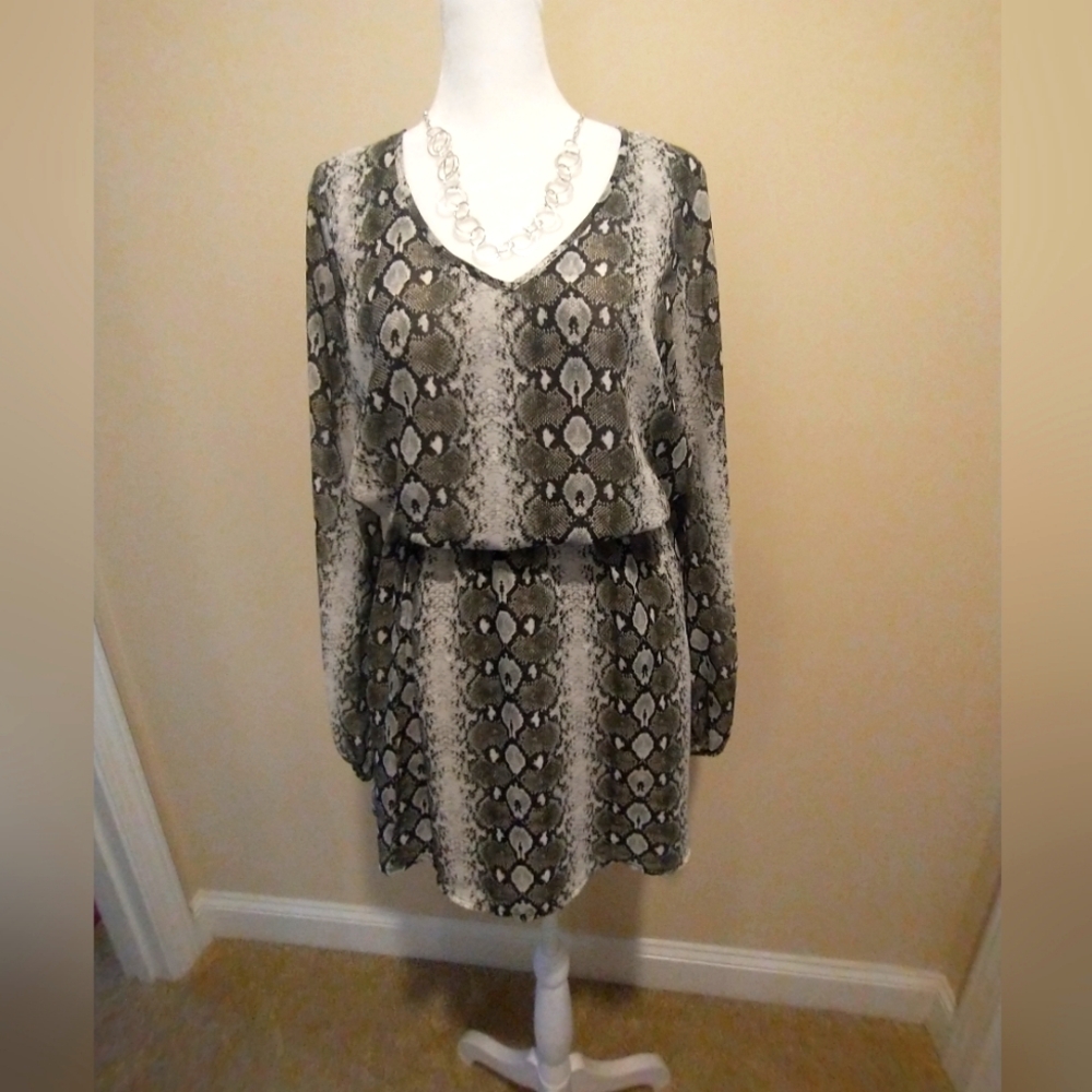 Show Me Your MuMu Rainey Black and Gray Snake Print  Mini Dress